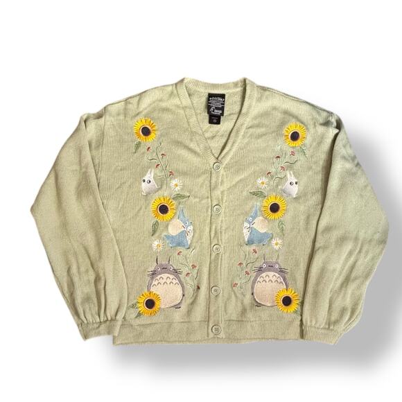 Studio Ghibli x Her Universe Cardigan Sweater Totoro Sunflower Embroidered Knit - Picture 1 of 11